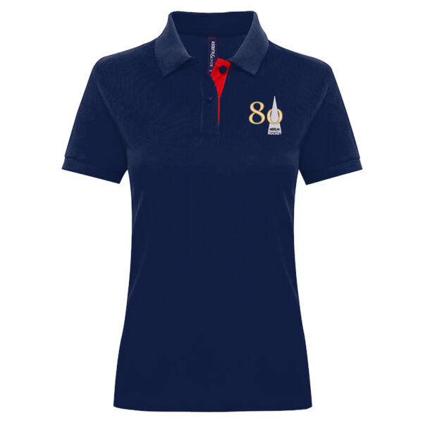 Ladies Polo Shirt - Navy / Red Thumbnail